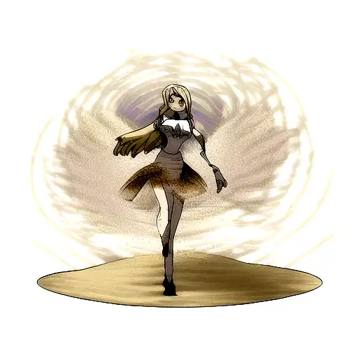 sandman as a woman standing in a flurry of sand tattoo design idea