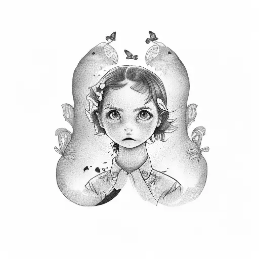 dos niños y una niña sentados en un pardo mirando a su mama tattoo design idea