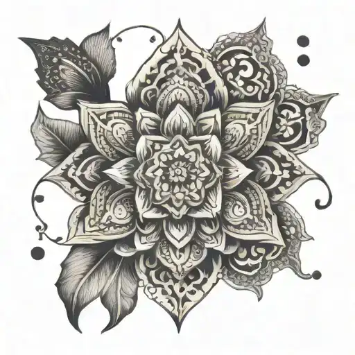 Mandala design incorporating the eight auspicious symbols of Buddhism tattoo design idea