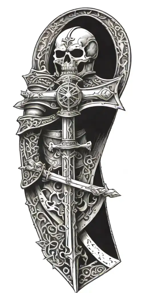 armor, sword, shield, Ephesians 6:11 tattoo design idea