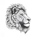 Lion face and axe  tattoo design idea