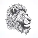 Lion face and axe  tattoo design idea
