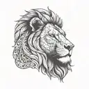 Lion face and axe  tattoo design idea
