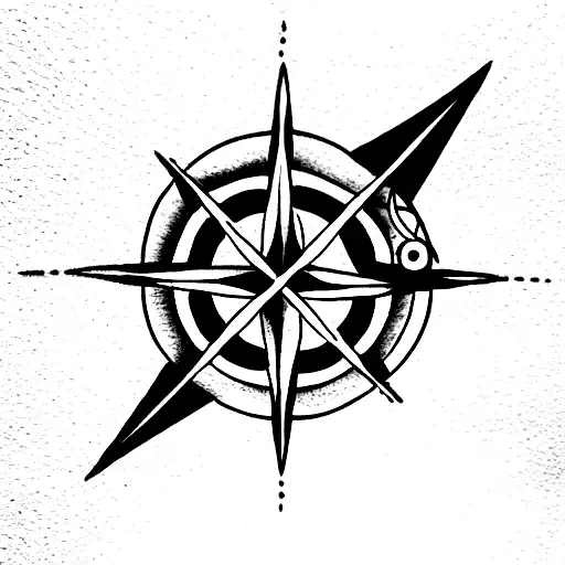 nautical star with compass and Hindu god tattoo design idea