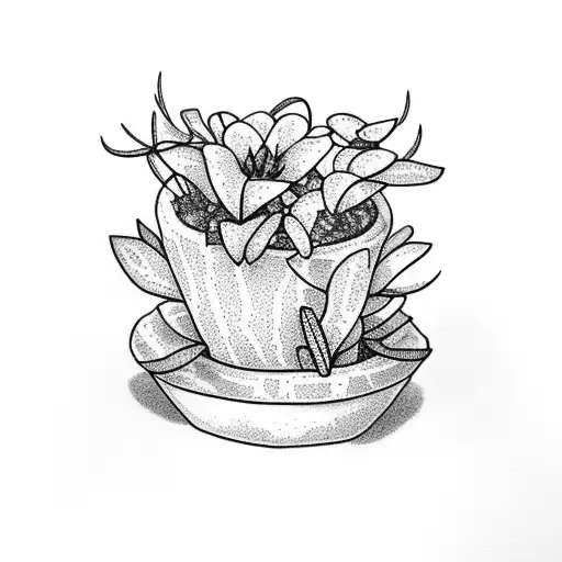 cyclamens in a flowerpot tattoo design idea