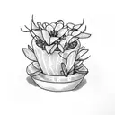 cyclamens in a flowerpot tattoo design idea