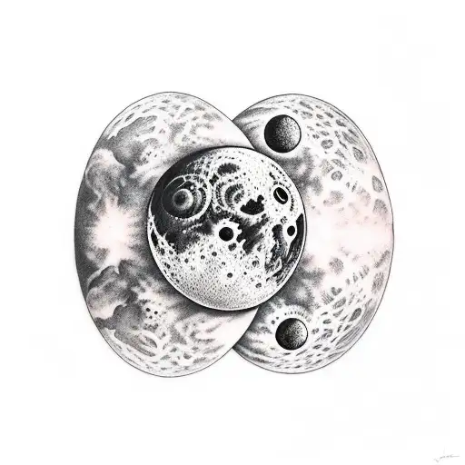 garden on the moon like a farm and with aninals tattoo design idea