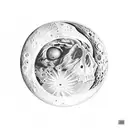 garden on the moon like a farm and with aninals tattoo design idea