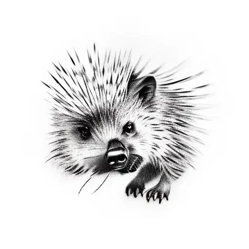 porcupine with a CF-18 Silhouette tattoo design idea