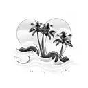Wave and Palm tree tattoo design idea