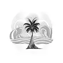 Wave and Palm tree tattoo design idea