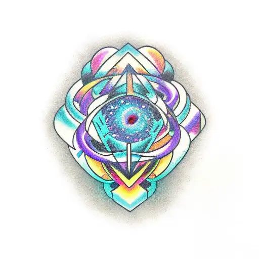 dmt molecules with universe vibe tattoo design idea