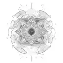 dmt molecules with universe vibe tattoo design idea