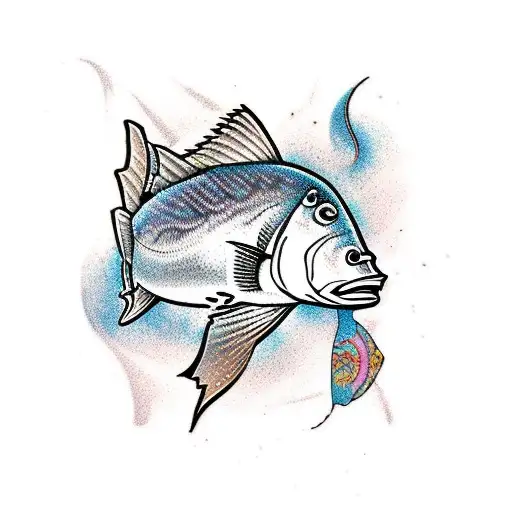 aboriginal style barramundi  tattoo design idea