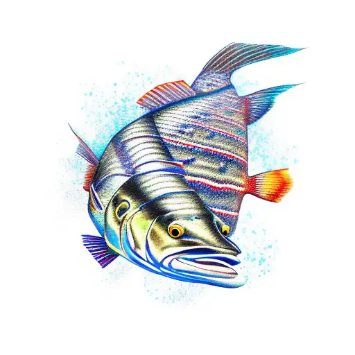 traditional aboriginal style barramundi  tattoo design idea