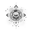 broken clock, hourglass, skull tattoo design idea