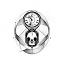broken clock, hourglass, skull tattoo design idea