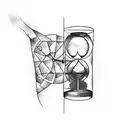 broken clock hourglass tattoo design idea