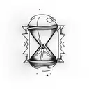 broken clock hourglass tattoo design idea