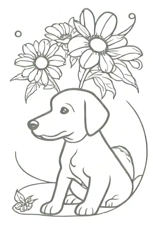 daisy dog playing tattoo design idea