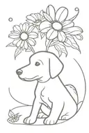 daisy dog playing tattoo design idea