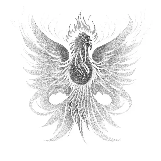a majestic Phoenix rising from the ashes.The Phoenix will appear to be taking flight, its wings fully extended, and its  tattoo design idea