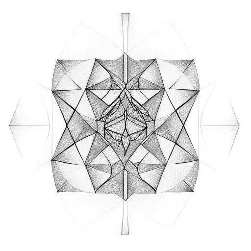 Fine line geometric lines with graph and dot work tattoo design idea