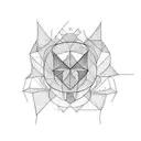 Fine line geometric lines with graph and dot work tattoo design idea