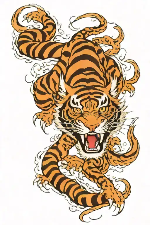Vietnamese Tiger Dragon emerging tattoo design idea