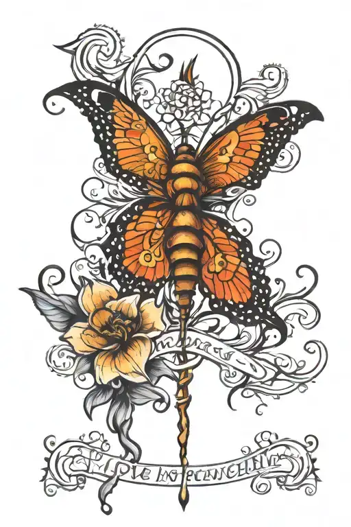 A tattoo for the spine with a symbol that says 'Love fiercely, live passionately' tattoo design idea