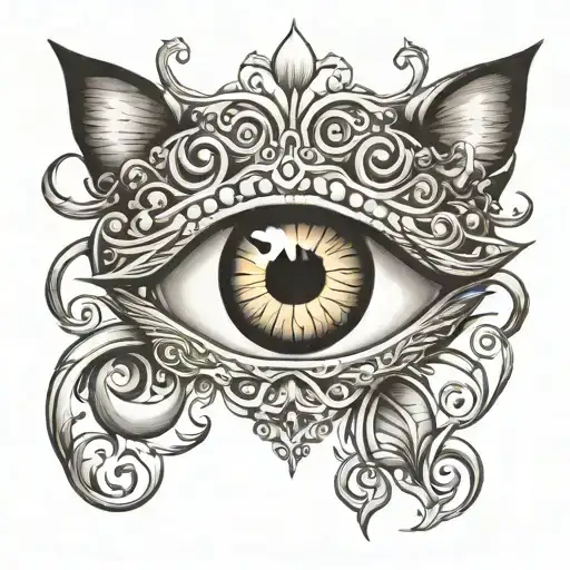 cat eye omega alpha tear drops tattoo design idea