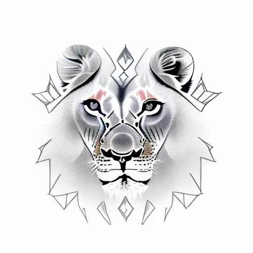 baby lion seen his reflection as an adult lion tattoo design idea