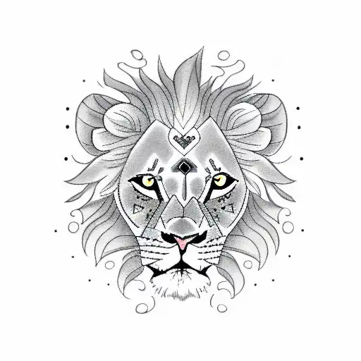 baby lion seen his reflection as an adult lion tattoo design idea