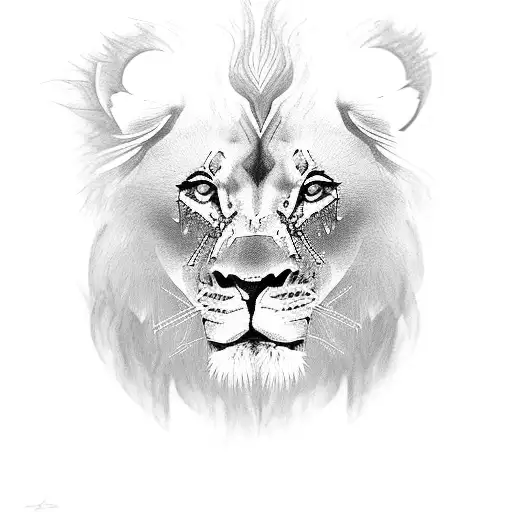 baby lion seen his reflection as an adult lion tattoo design idea