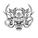 Hannya mask tattoo design idea