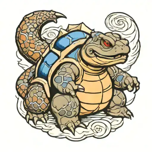 1994 Japan style blastoise tattoo design idea