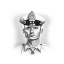 policeman , trumpet tattoo design idea