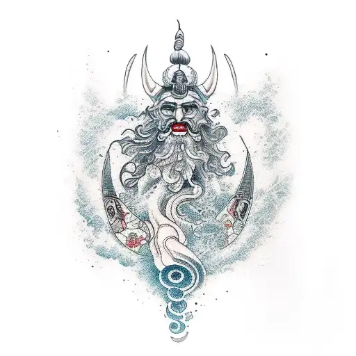 sui generis with poseidon tattoo design idea