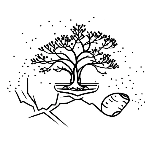 Broken Light Bulb with bonsai tree growing out the light Bulb  tattoo design idea