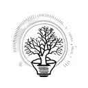 Broken Light Bulb with bonsai tree growing out the light Bulb  tattoo design idea