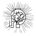 Broken Light Bulb with bonsai tree growing out the light Bulb  tattoo design idea
