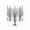 different trees in a row around the wrist tattoo design idea