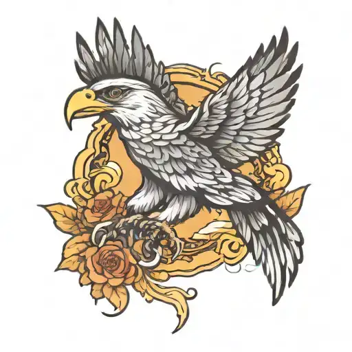soaring hawk flying tattoo design idea