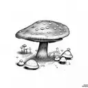  mushroom, note, brick, flower  tattoo design idea