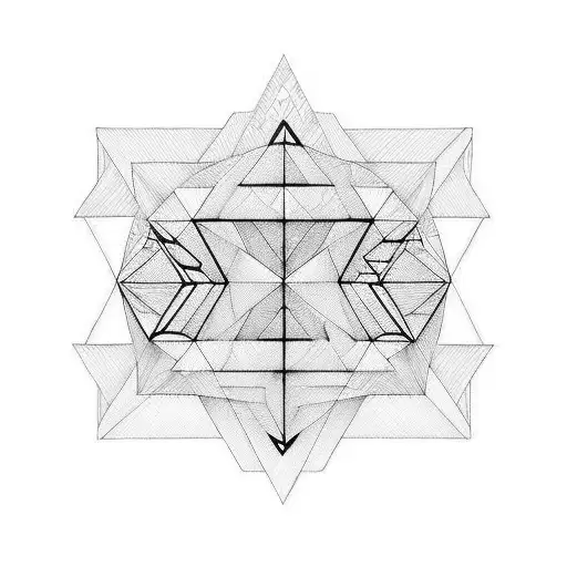 Geometric shapes with peanut in between no shades tattoo design idea