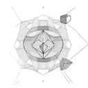 Geometric shapes with peanut in between no shades tattoo design idea