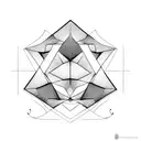 Geometric shapes with peanut in between no shades tattoo design idea