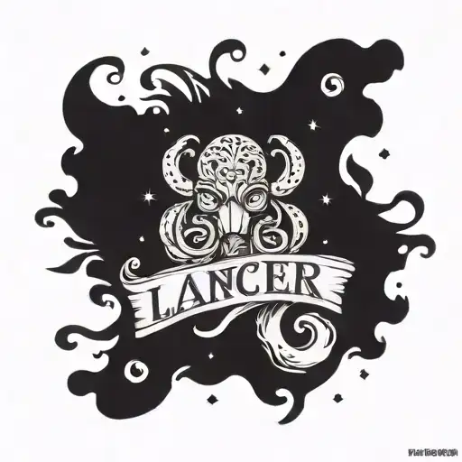 forearm tattoo astrological sign Cancer with the date of birth 06/25/2019 and the surname Loris tattoo design idea