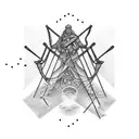 An abstract representation of a lawyer's scale of justice intertwined with a barbell tattoo design idea