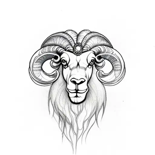 ram with rose and rosary tattoo design idea